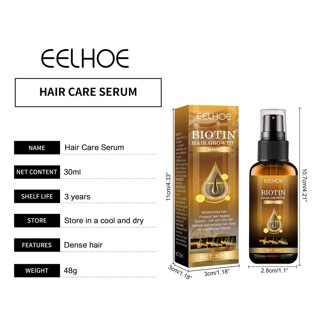 EELHOE Biotin Hair Spray Für Männer und Frauen 30 ml Haarwachstumsöl – Reparatur bei geschädigtem Haar, Kopfhautpflege-Serum-Spray zur Haarverdichtung und Haarpflege